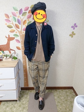 「SPINNS（スピンズ）のアイテム（キャスケット）」を使った、とんこつさん（メンズ・166cm）の秋コーディネート