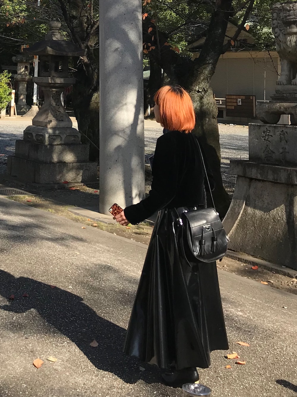 akiranaka エナメルフレアスカート