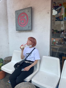 「mame（マメ）のアイテム（パンツ）」を使った、あっこさん（レディース・153cm）の夏コーディネート