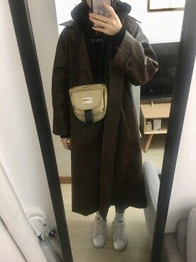 「アイテム（ピーコート、ブラウン系）」を使った、蒸汽熨斗さん（レディース・168cm）の秋コーディネート