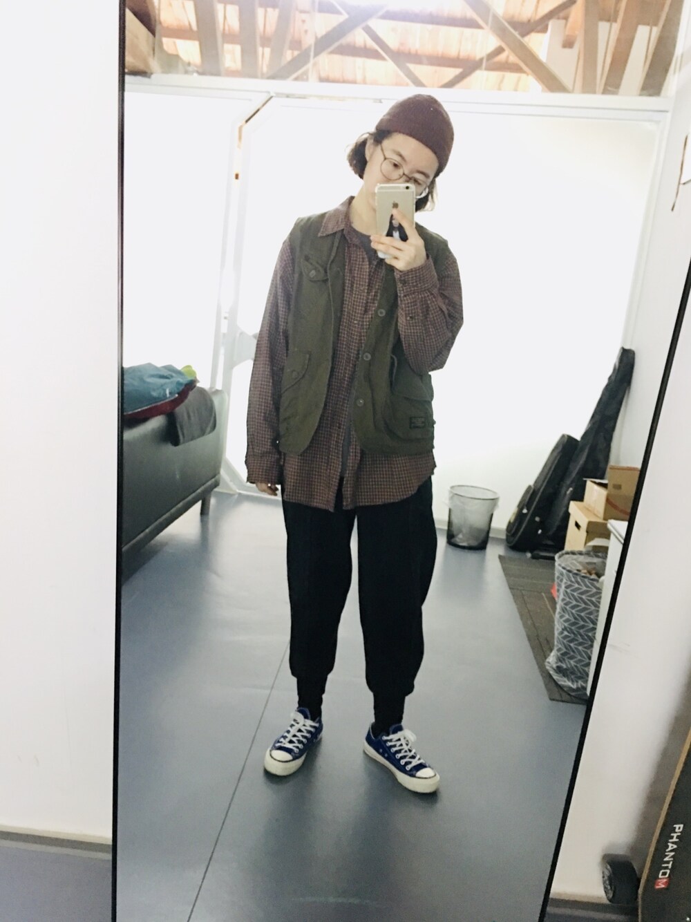 「东日是个卷毛のアイテム（シャツ/ブラウス、ブラウン系）」を使った、蒸汽熨斗さん（レディース・168cm）の冬コーディネートの1枚目の写真