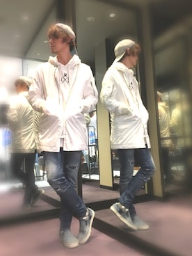 「キヤップ」｜「アイテム（ナイロンジャケット）」を使った、🅰kihit🅾さん（メンズ・176cm）の春コーディネート