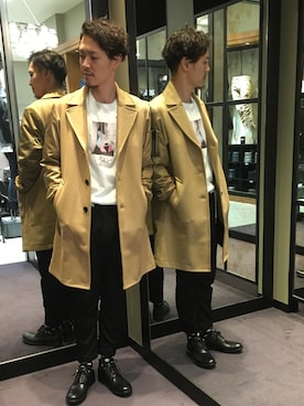 「ディーゼル」｜「アイテム（チェスターコート）」を使った、🅰kihit🅾さん（メンズ・176cm）の秋コーディネート