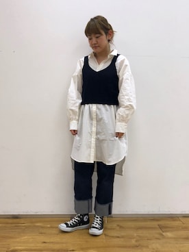 「earth music&ecology（アースミュージックアンドエコロジー）のアイテム（ワンピース/ドレス）」を使った、chisatoさん（レディース・156cm）の冬コーディネート