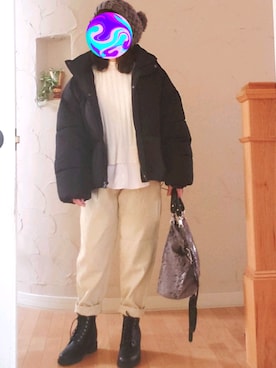 「Heather（ヘザー）のインヒールワークブーツ　894854（ブーツ）」を使った、Rei🌹な～なさん（レディース・154cm）の冬コーディネート