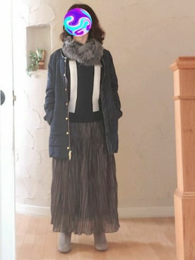 「ラフコーデ」｜「アイテム（ノーカラーコート）」を使った、Rei🌹な～なさん（レディース・154cm）の冬コーディネート