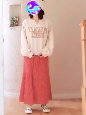 「RETRO GIRL（レトロガール）のアイテム（スウェット）」を使った、Rei🌹な～なさん（レディース・154cm）の冬コーディネート