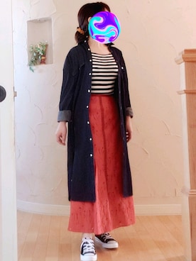 「デニムシャツ」｜「アイテム（シャツワンピース）」を使った、Rei🌹な～なさん（レディース・154cm）の春コーディネート