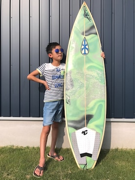 「H&M（エイチ・アンド・エム）のアイテム（パンツ）」を使った、ATSU-TAIさん（キッズ・125cm）の夏コーディネート