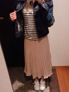 「花見」｜「アイテム（デニムジャケット）」を使った、shiroさん（レディース・151cm）の春コーディネート