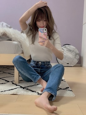 「春ニット」｜「アイテム（PC・スマホグッズ/家電）」を使った、mayu✌︎☺︎︎さん（レディース・153cm）の春コーディネート
