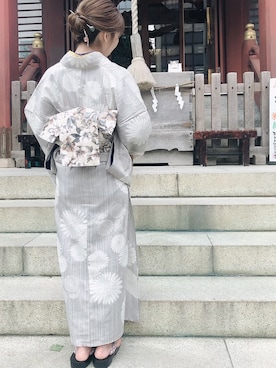 「帯」｜「アイテム（浴衣）」を使った、mayu✌︎☺︎︎さん（レディース・153cm）の夏コーディネート