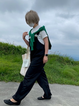 「UNIVERSAL OVERALL（ユニバーサルオーバーオール）のアイテム（サロペット/オーバーオール）」を使った、himeさん（レディース・160cm）の秋コーディネート