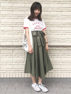 「TODAY'S SPECIAL（トゥデイズスペシャル）のMARCHE BAG/マルシェバッグ（エコバッグ/サブバッグ）」を使った、suzyさん（レディース・161cm）の夏コーディネート