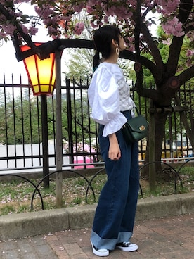 「ロールアップ」｜「アイテム（キャミソール）」を使った、suzyさん（レディース・161cm）の春コーディネート