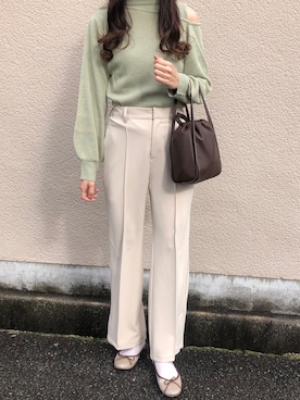 「GRL（グレイル）の2way巾着ショルダーバッグ（ショルダーバッグ）」を使った、suzyさん（レディース・161cm）の冬コーディネート