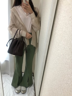 「GRL（グレイル）の2way巾着ショルダーバッグ（ショルダーバッグ）」を使った、suzyさん（レディース・161cm）の冬コーディネート