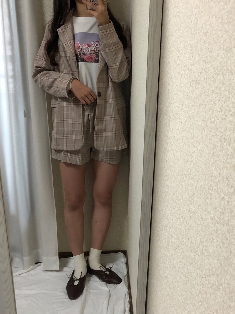 チェックジャケットXショートパンツセットアップを使った人気