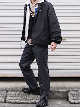 「スリット」｜「アイテム（ジャケット/アウター）」を使った、tuchiさん（メンズ・176cm）の冬コーディネート