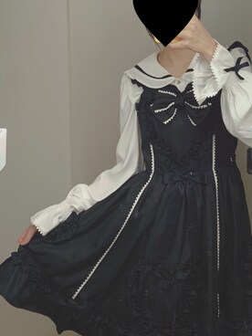 「Anglic Prettyのアイテム（ジャンパースカート、ブラック系）」を使った、effyyさん（レディース・156cm）の冬コーディネート