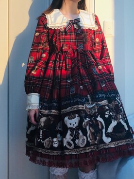 「Angelic Pretty（アンジェリックプリティ）のアイテム（ワンピース、ブラウン系）」を使った、effyyさん（レディース・156cm）の春コーディネート