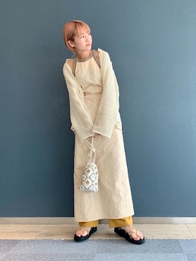 「エプロンワンピース」｜「アイテム（その他アウター）」を使った、パルさん（レディース・152cm）の春コーディネート