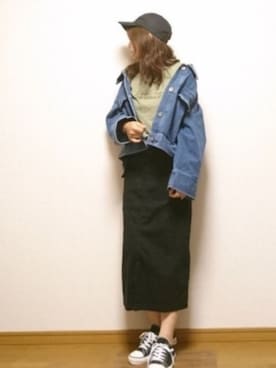 「AS KNOW AS plus（アズノゥアズプラス）のアイテム（デニムジャケット）」を使った、maruさん（レディース・154cm）の春コーディネート