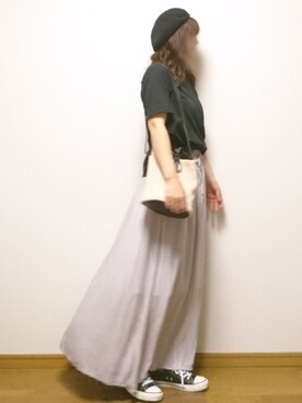 「RAY CASSIN（レイカズン）のアイテム（ハンチング/ベレー帽）」を使った、maruさん（レディース・154cm）の夏コーディネート