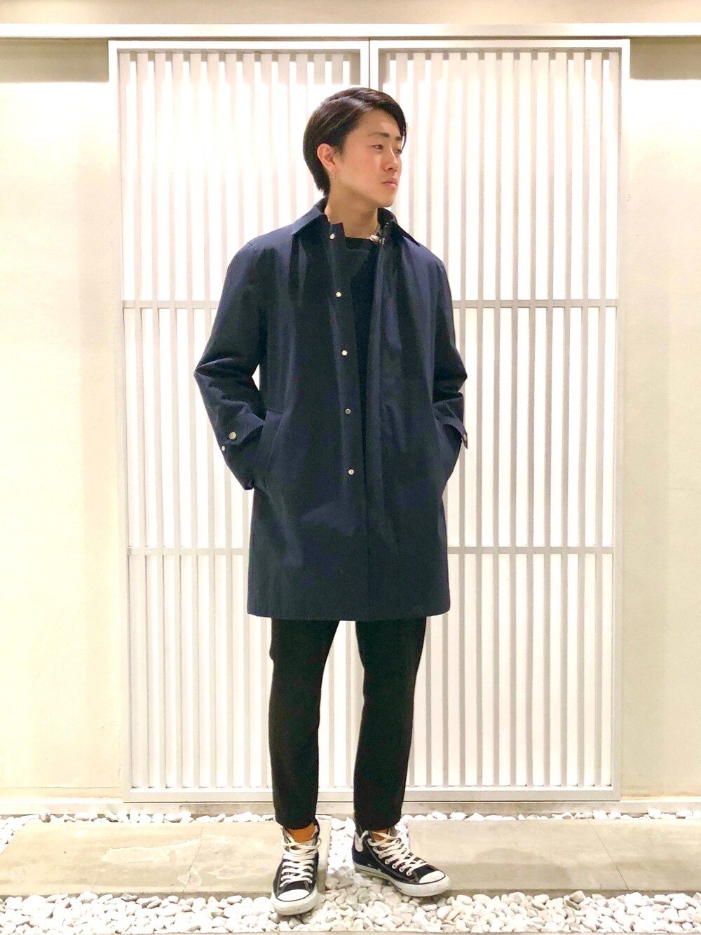 やなぎのしゅんぼ｜UNITED TOKYOのステンカラーコートを使った