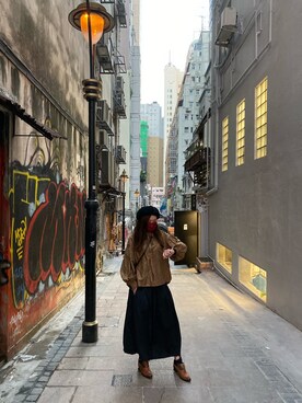 「initial（イニシャル）のアイテム（スリッポン）」を使った、hazelthebitchさん（レディース・166cm）の冬コーディネート