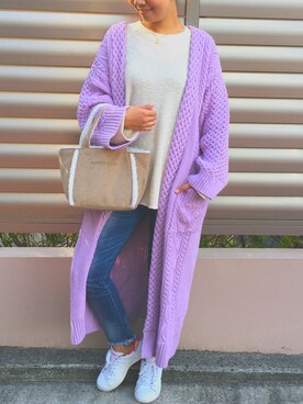 「Ungrid（アングリッド）のフレイドヘムストスリ（デニムパンツ）」を使った、pu♡さん（レディース・164cm）の冬コーディネート