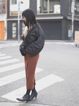 「topic luxe（トピックラックス）のアイテム」を使った、梅兼定さん（レディース・158cm）の冬コーディネート