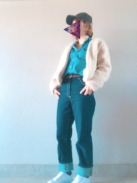 「ハイウエストストレートジーンズ」｜なしゆさん（レディース・160cm）の冬コーディネート