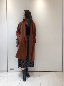 「秋のブラウンスタイル」｜「アイテム（その他アウター）」を使った、たなかまいさん（レディース・168cm）の秋コーディネート