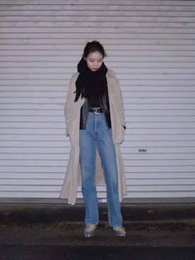 「URBAN RESEARCH（アーバンリサーチ）のアイテム（ライダースジャケット）」を使った、たなかまいさん（レディース・168cm）の冬コーディネート