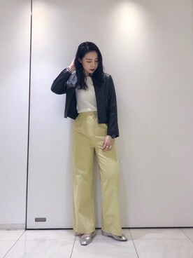 「URBAN RESEARCH（アーバンリサーチ）のアイテム（ライダースジャケット）」を使った、たなかまいさん（レディース・168cm）の冬コーディネート