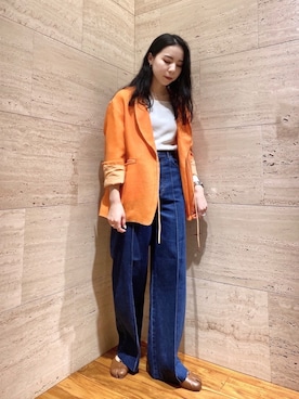 「CURRENTAGE（カレンテージ）のアイテム（パンツ）」を使った、たなかまいさん（レディース・169cm）の春コーディネート