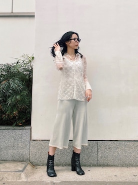 「TAN（タン）のアイテム（パンツ）」を使った、たなかまいさん（レディース・169cm）の春コーディネート