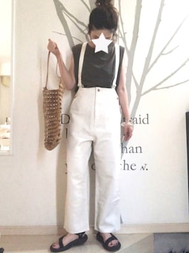 「ADAM ET ROPE'（アダムエロペ）のアイテム（サロペット/オーバーオール）」を使った、KUUTAさん（レディース・159cm）の夏コーディネート