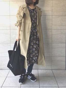 「Another Edition（アナザーエディション）のアイテム（トレンチコート）」を使った、mi_aiさん（レディース・157cm）の春コーディネート