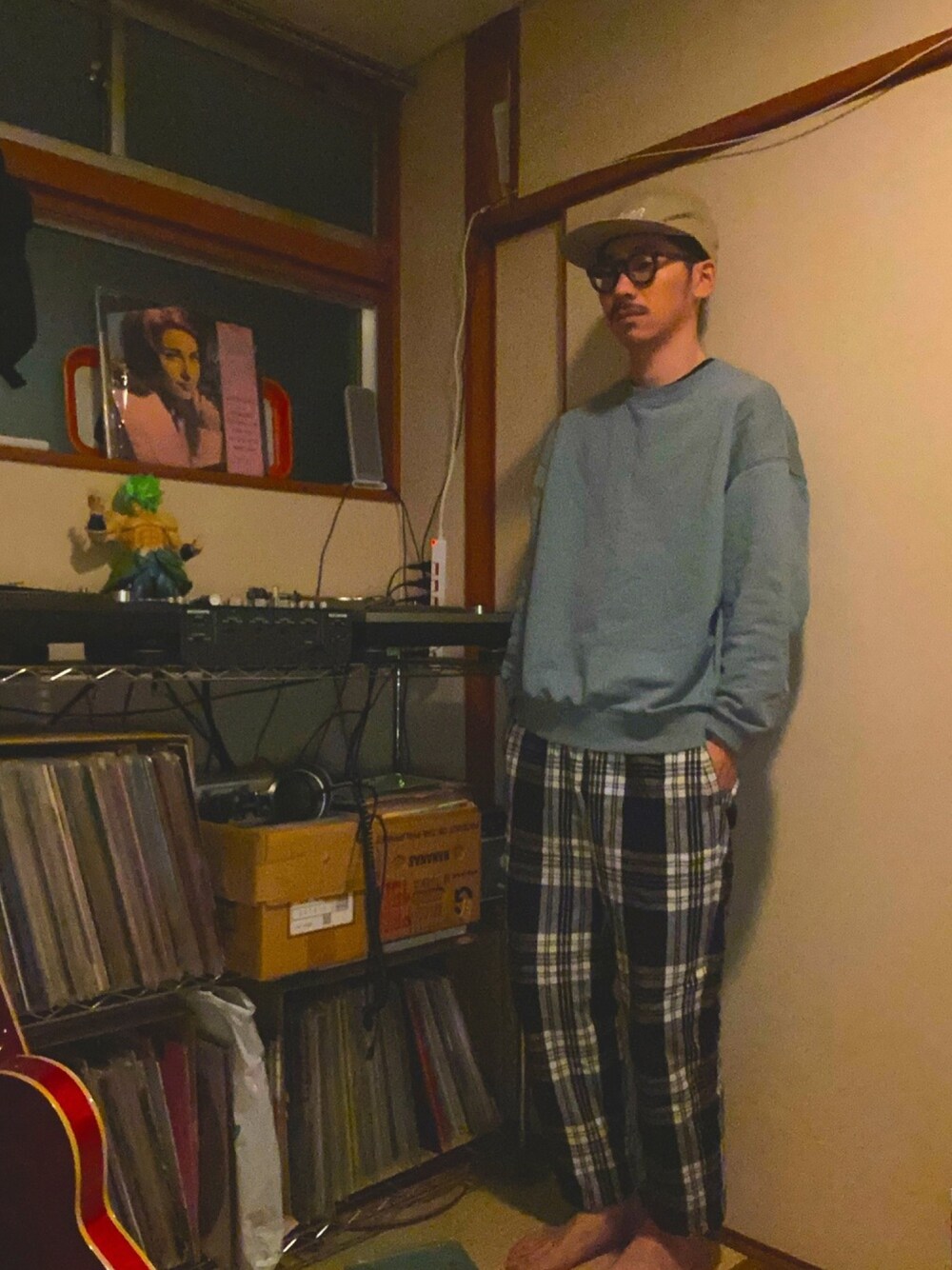 「お洒落さんとつながりたい、シンプル、休日スタイル、GUコーデ、GU」｜「Maison Kitsuneのアイテム（キャップ、ベージュ系）」を使った、さるさん（メンズ・170cm）の冬コーディネートの1枚目の写真