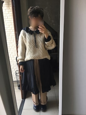 「usedのアイテム（ニット/セーター、ホワイト系）」を使った、だれかさん（レディース）の秋コーディネート