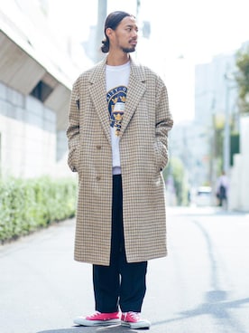 「BEAUTY&YOUTH UNITED ARROWS（ビューティーアンドユースユナイテッドアローズ）の【別注】 ＜OXFORD UNIVERSITY＞ SWEAT/スウェット（スウェット、グレー系）」を使った、Tomoyoshi Tsuchiyaさん（メンズ・175cm）の秋コーディネート