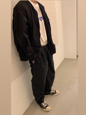 「niko and...（ニコアンド）のアイテム（ノーカラージャケット）」を使った、yさん（メンズ・175cm）の秋コーディネート