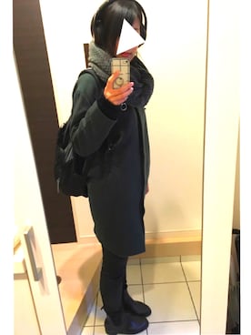 「DETAILS（ディテールズ）のアイテム（ノーカラージャケット）」を使った、YuimarLさん（レディース・163cm）の冬コーディネート