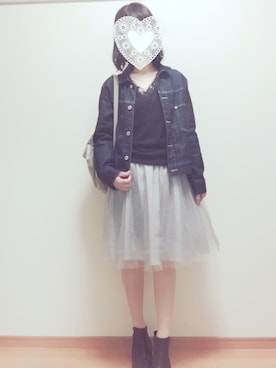 「Te chichi（テチチ）のアイテム（デニムジャケット）」を使った、machikaさん（レディース・157cm）の春コーディネート