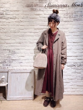 「ヘアバンド」｜「アイテム（ステンカラーコート）」を使った、いっしき🐻さん（レディース・163cm）の秋コーディネート