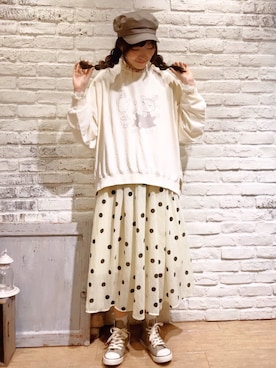 「MOOMIN（ムーミン）のアイテム（トップス）」を使った、いっしき🐻さん（レディース・163cm）の春コーディネート