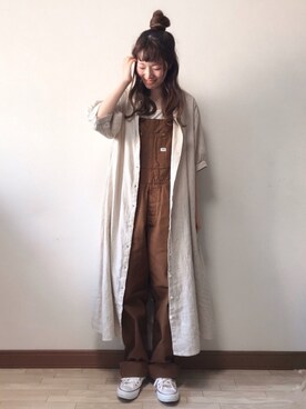 「Lee（リー）のアイテム（サロペット/オーバーオール）」を使った、いっしき🐻さん（レディース・163cm）の春コーディネート