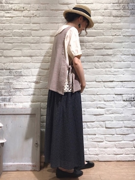 「haco!（ハコ）のアイテム（バレエシューズ）」を使った、いっしき🐻さん（レディース・163cm）の夏コーディネート